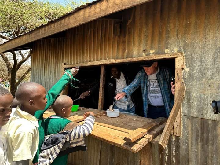 Serving lunch to the kid's in Namuncha comprehensive school with friends
